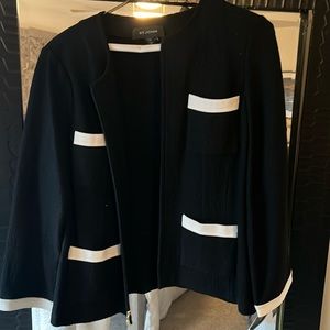 St. John black and white zip up blazer size 12
